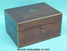 A 19thC rosewood crass bound travelling case,