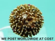 An 18ct gold ring set with sapphires,