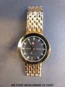 Rado gold plated automatic wristwatch with diamond markers, date aperture,
