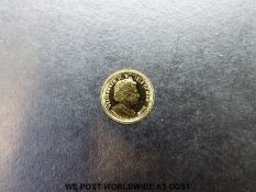 A cased miniature 1/20 oz gold angel coin