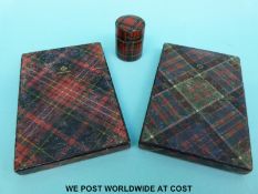 Two tartanware card cases,