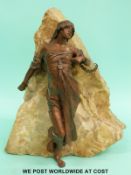 A late19thC/early 20thC spelter figure of Andromeda chained to a rock (height 22cm)