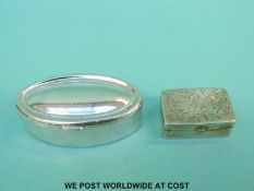 Two modern hallmarked silver pill boxes,
