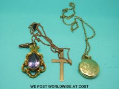 A Victorian pendant set with a pear cut amethyst,