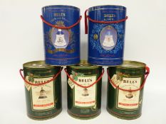 Five boxed Wade commemorative sealed Bell's Whisky decanters: 90th Birthday of Queen Mother 1990,