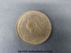 An 1895 Victorian veiled head penny with lustre, VF,