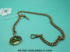 A hallmarked 9ct gold graduated Albert with a citrine swivel fob (50.