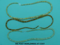 Three opal beaded necklaces