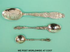 A Victorian silver hallmarked spoon decorated with scenes at Queen Victoria's reign including