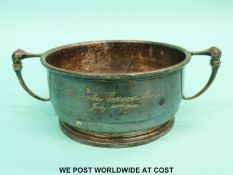 A hallmarked silver twin-handled bowl, Birmingham 1937, width 15.