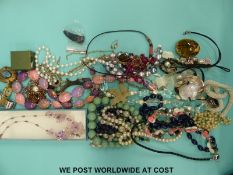 A quantity of jewellery to include beads, watches, a pearl necklace, lapis lazuli beads,