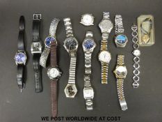 A collection of various ladies and gentleman's wristwatches.
