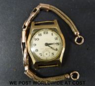 A 9ct gold watch and a 9ct gold watch strap