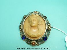 A lava cameo brooch,