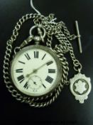 G Aaronson Manchester hallmarked silver open faced pocket watch with Roman numerals,