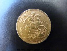 A 1890 gold full sovereign,
