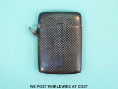 A hallmarked silver vesta case with chequered niello decoration and import marks for Birmingham