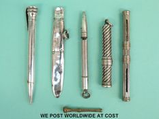 Two S Mordan & Co hallmarked silver pencil holders,