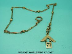A 9ct gold watch chain with Masonic fob (8.