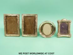 Four various hallmarked silver photograph frames to include a pair to suit 5 x 3in photo