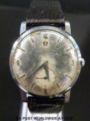 Omega gentleman's wristwatch with inset subsidiary seconds dial and polished steel face,