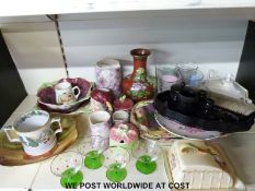 A collection of ceramics including Royal Winton signed fruit dish, graduated jugs, saladware,