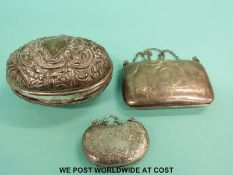 A Victorian hallmarked silver egg shaped box, length 8.