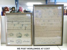 Two 19thC samplers - Jane Arnold 1835 and Ida Sichel 1840