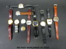Eleven various vintage mechanical gentleman's wristwatches.