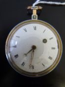 A late 18thC / early 19thC continental yellow metal gentleman's pocket watch with fusee movement,