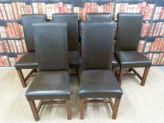 A set of six leather dining chairs
