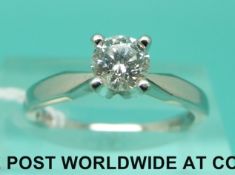 A platinum ring set with a 0.