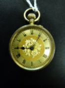 A c1900 ladies' 18k yellow metal fob watch,