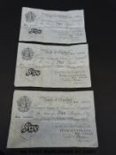 Three consecutive 1952 Beale black on white five pound notes