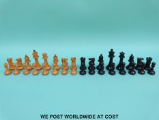 A probably Staunton boxwood and ebonised chess set (height of king 9cm)