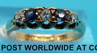 An 18ct gold ring, B'ham 1892,