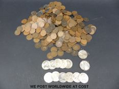 A large quantity of penny coins and a selection of crowns including 1951 & 1953 crowns,