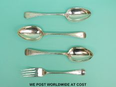 Two Scottish hallmarked silver spoons and a fork, Edinburgh 1883,