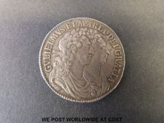 William and Mary half crown 1689,