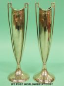 A pair of Goldsmiths and Silversmiths Art Nouveau twin handled pedestal bud vases,