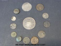 A small cachet of interesting overseas, 18thC coins, including hammered,