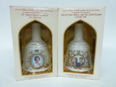 Two Wade Bell's whisky bells, Prince Andrew and Sarah Ferguson and the Queen's 60th Birthday, 50cl,