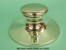 A large George V hallmarked silver capstan inkwell, diameter 15cm, Birmingham 1918,