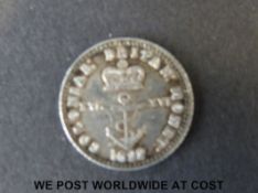 George IV silver one sixteenth anchor dollar 1822, Royal Coat of Arms,
