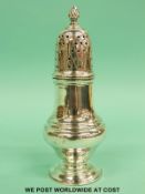 A hallmarked silver sugar caster, height 15cm, Birmingham 1963,