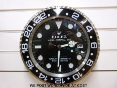 Rolex advertising clock black Submariner style with date,