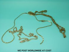 Three 9ct gold chains (13.