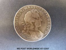 A George I 1715 half crown, roses and plumes in angles,