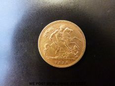 An 1899 veiled head Victorian gold half sovereign