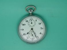 Continental white metal chronometer pocket watch with blue hands,